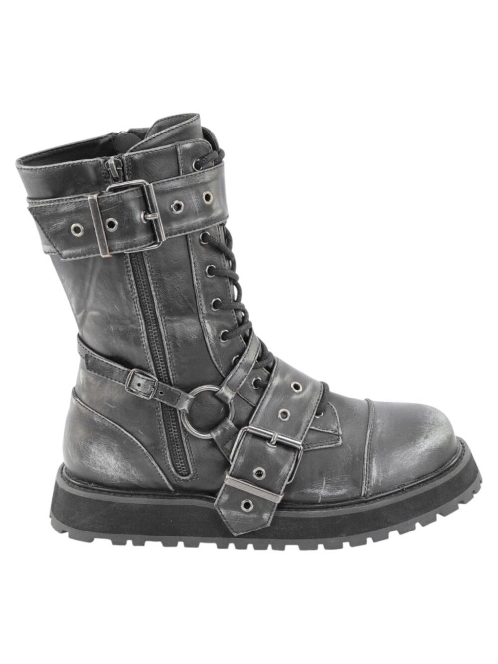 Men's Gothic Combat Boots - 1.5" Platform Mid-Calf Festival Boots